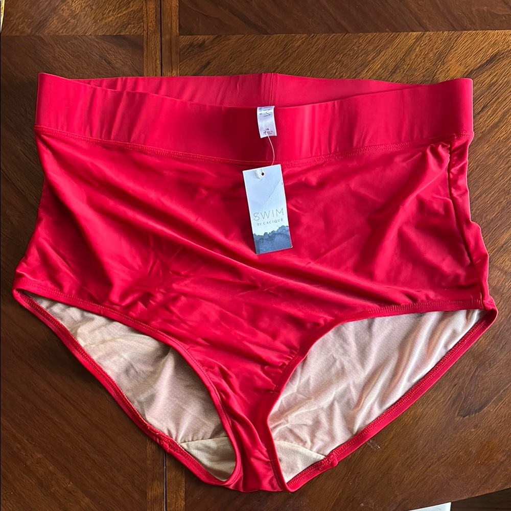 SWIM by Cacique Women's High-Waisted Red Briefs | Size 18 NWT